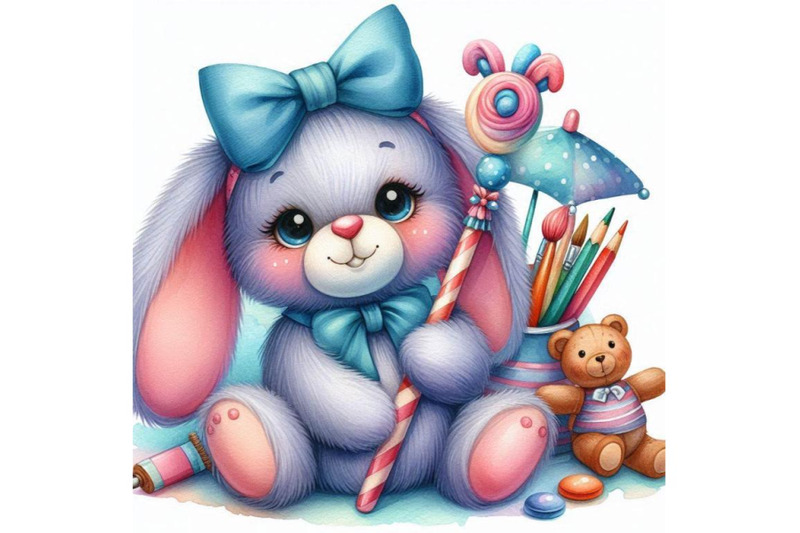 watercolor-funny-bunny-toy-bunny-background-for-kid