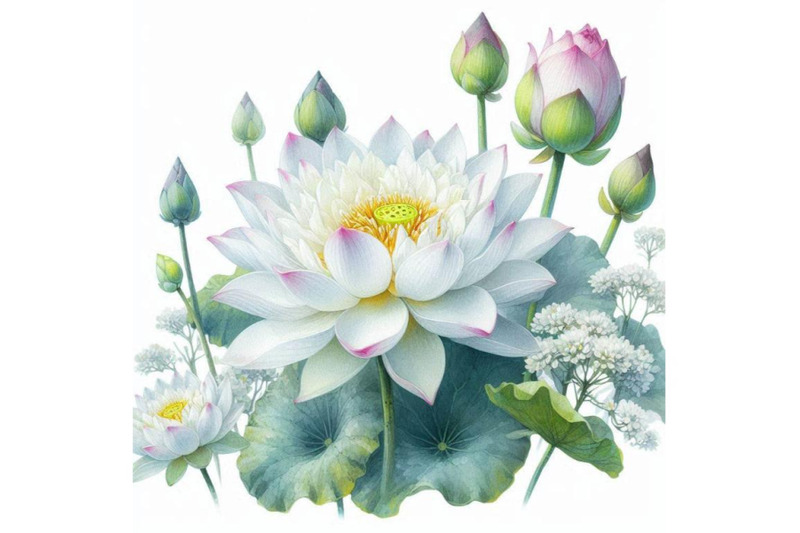 white-lotus-watercolor-botanical-illustration