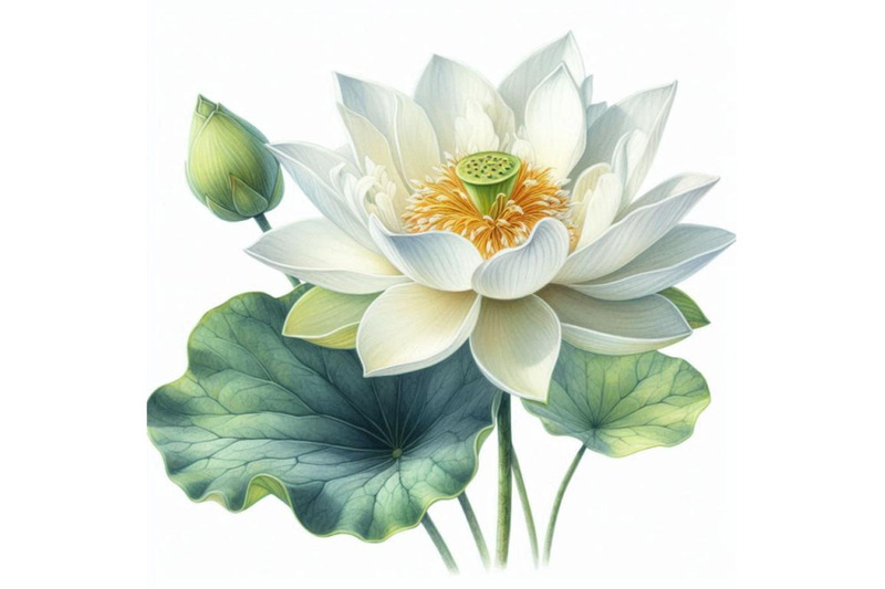 white-lotus-watercolor-botanical-illustration