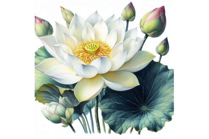 white-lotus-watercolor-botanical-illustration