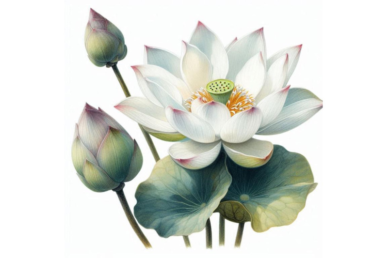 white-lotus-watercolor-botanical-illustration