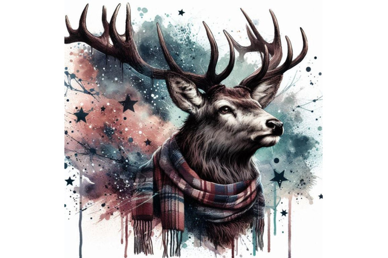 deer-t-shirt-graphics-deer-illustration-with-splash-waterc