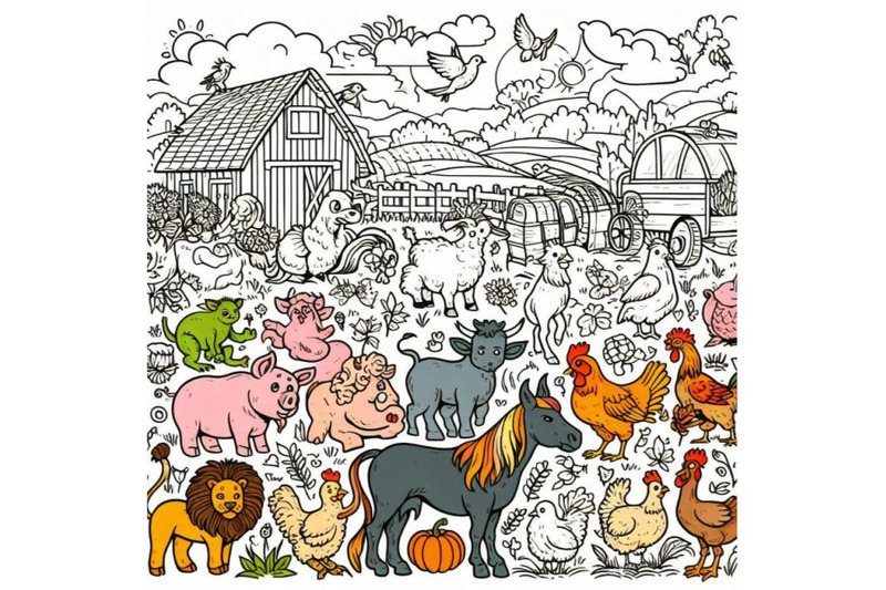 coloring-book-cartoon-farm-animals