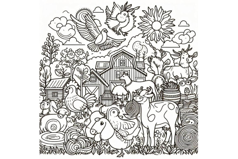 coloring-book-cartoon-farm-animals