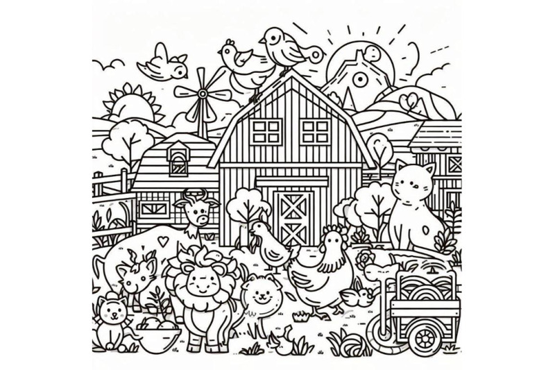 coloring-book-cartoon-farm-animals