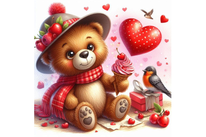 valentine-day-funny-teddy-bear-and-red-heart