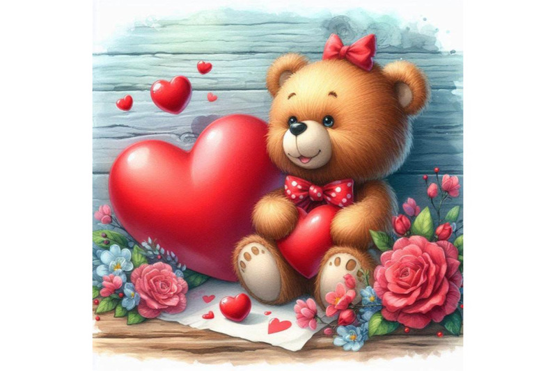 valentine-day-funny-teddy-bear-and-red-heart