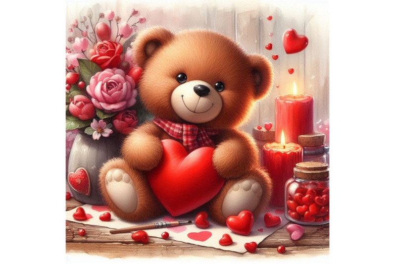 valentine-day-funny-teddy-bear-and-red-heart