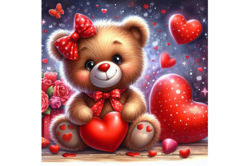 valentine-day-funny-teddy-bear-and-red-heart