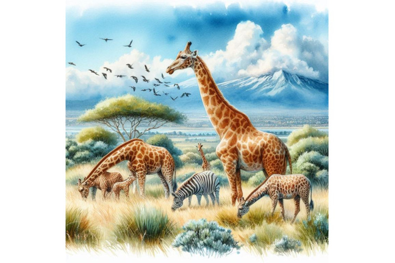 giraffe-wild-animals-watercolor-illustration