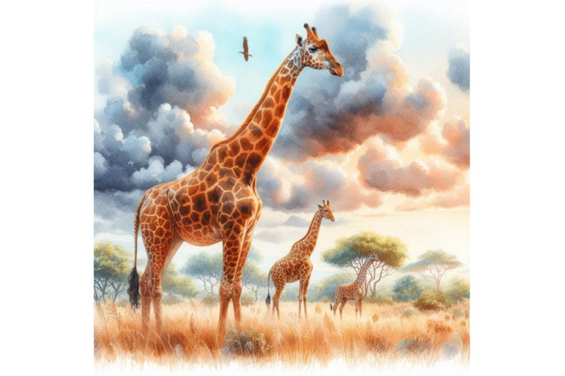 giraffe-wild-animals-watercolor-illustration