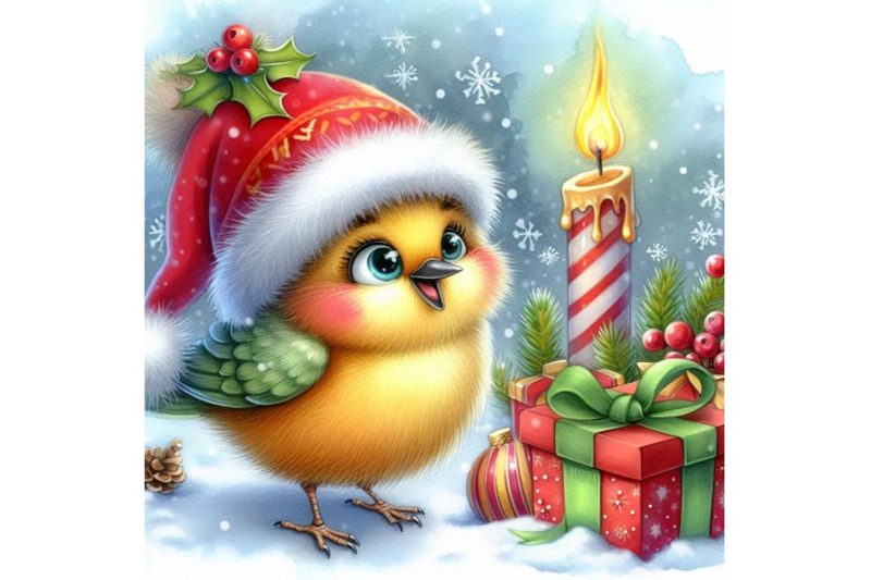 funny-christmas-bird-watercolor-illustration