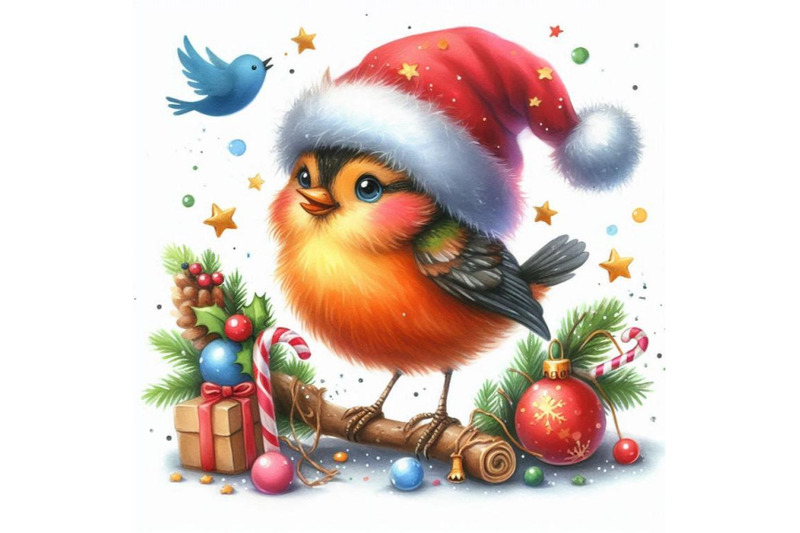 funny-christmas-bird-watercolor-illustration