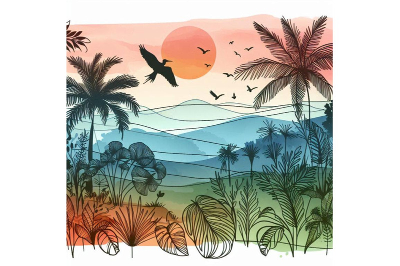 wild-nature-design-watercolor-tropical-background