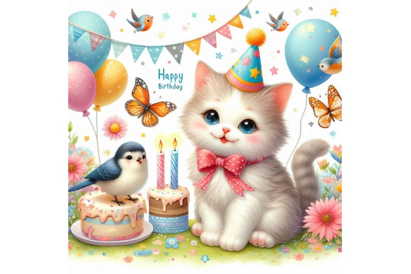 cat-and-bird-kid-background-for-celebrate-festival-and-bir