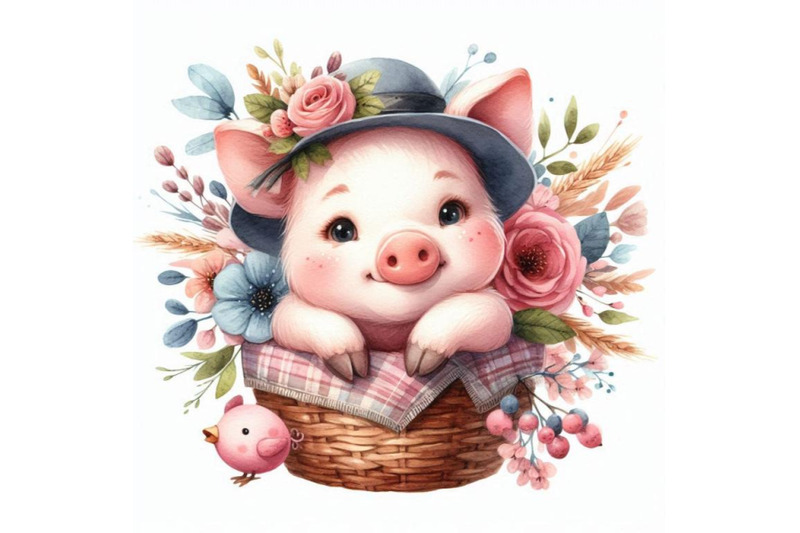 cute-pig-hand-drawn-watercolor-illustration