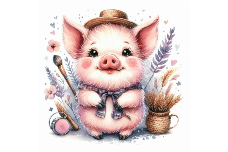 cute-pig-hand-drawn-watercolor-illustration