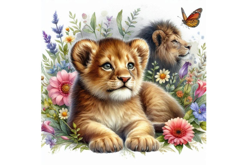 watercolor-lion-cub-illustration