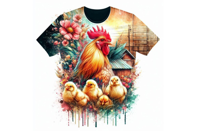 chicken-hen-and-chickens-t-shirt-graphics-chicken-family