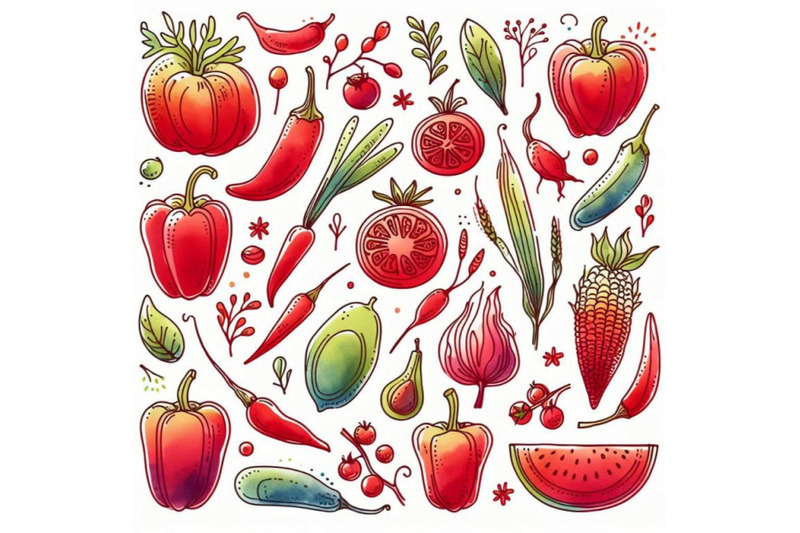 red-fruits-and-vegetables-watercolor-hand-drawn-f