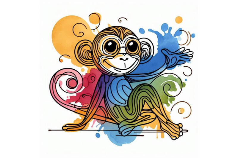 funny-monkey-hand-drawn-watercolor-illustration