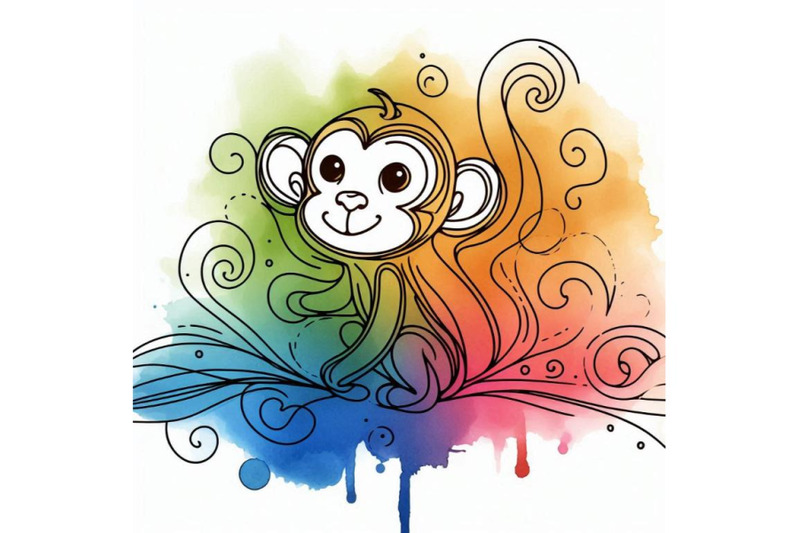 funny-monkey-hand-drawn-watercolor-illustration