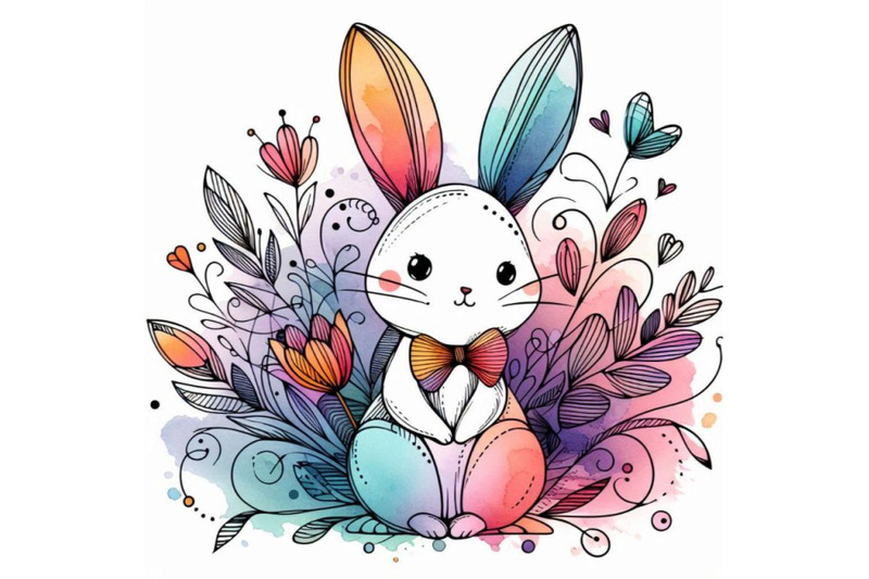 funny-bunny-watercolor-background-fashion-print