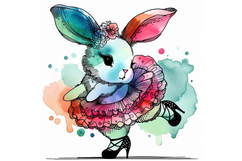 funny-bunny-watercolor-background-fashion-print