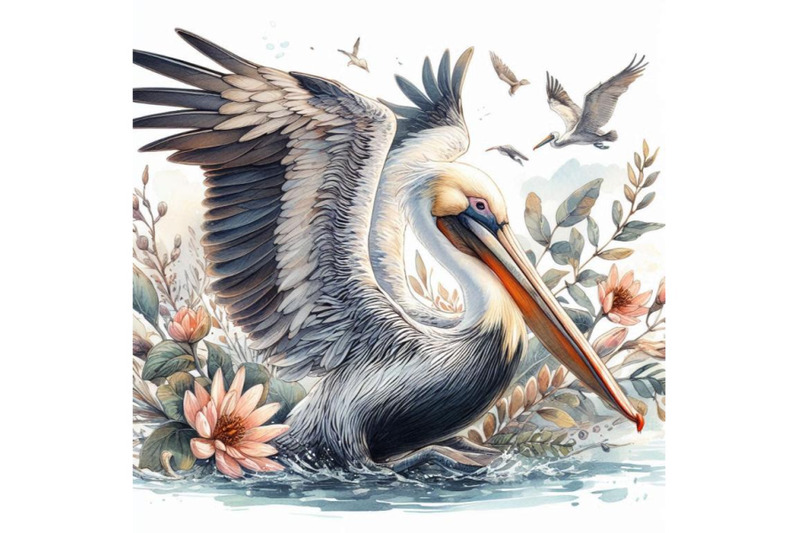 pelican-hand-drawn-watercolor-illustration