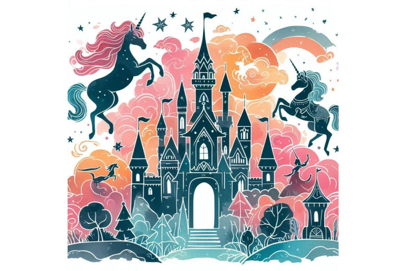 castle-of-princess-and-unicorn-seamless-pattern-f