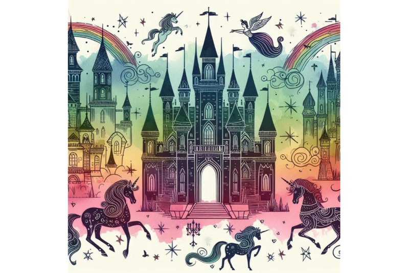 castle-of-princess-and-unicorn-seamless-pattern-f