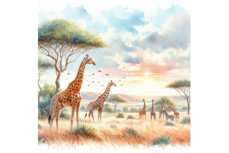 giraffe-hand-drawn-watercolor-illustration