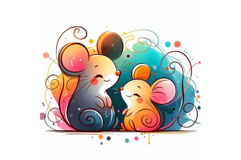 cartoon-mouse-watercolor-illustration-cute-mice