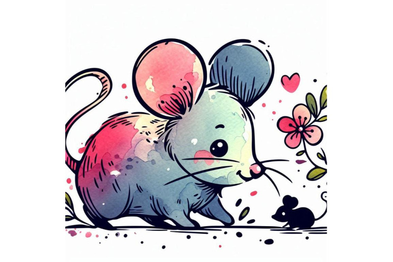 cartoon-mouse-watercolor-illustration-cute-mice