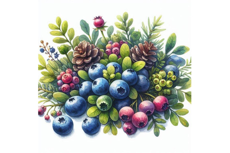 forest-blueberries-watercolor-illustration