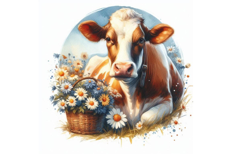 cow-cow-watercolor-illustration-milking-cow-breed