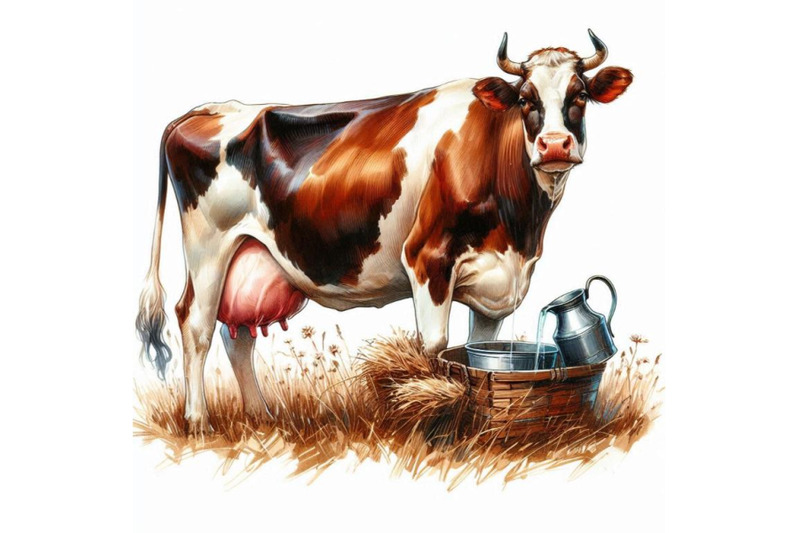 cow-cow-watercolor-illustration-milking-cow-breed