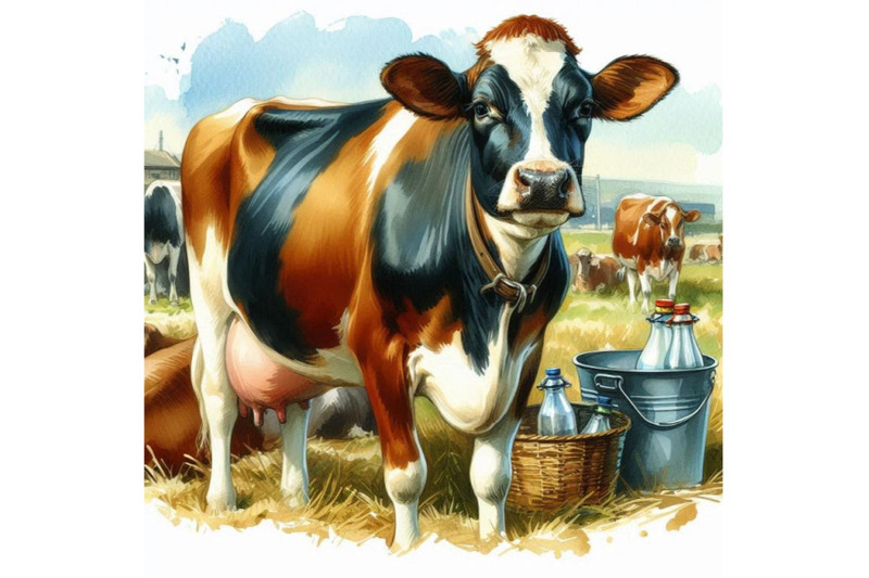 cow-cow-watercolor-illustration-milking-cow-breed