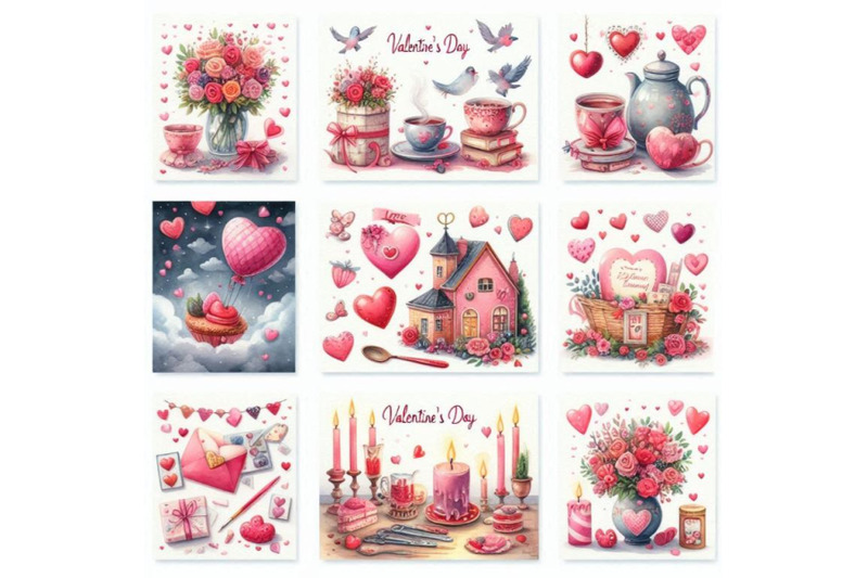 valentines-day-card-set-watercolor-valentines-day-design