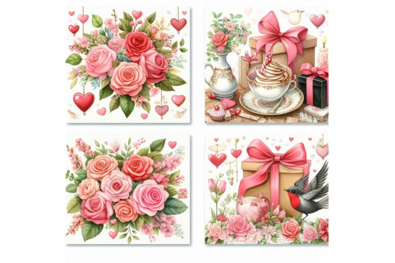 valentines-day-card-set-watercolor-valentines-day-design