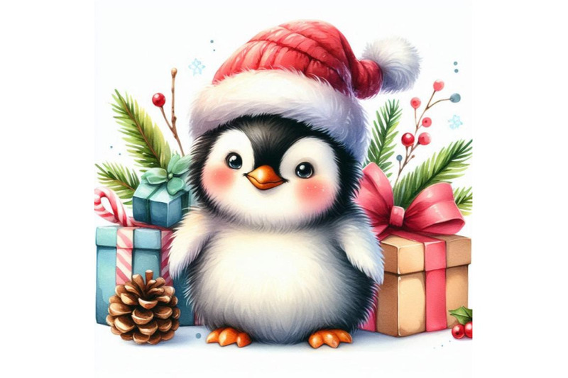 cute-fluffy-bird-penguin-watercolor-funny-penguin