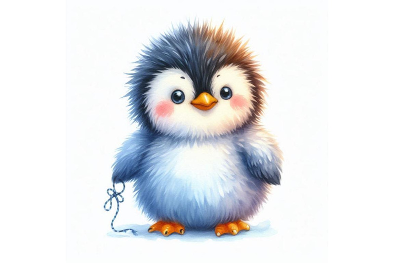 cute-fluffy-bird-penguin-watercolor-funny-penguin