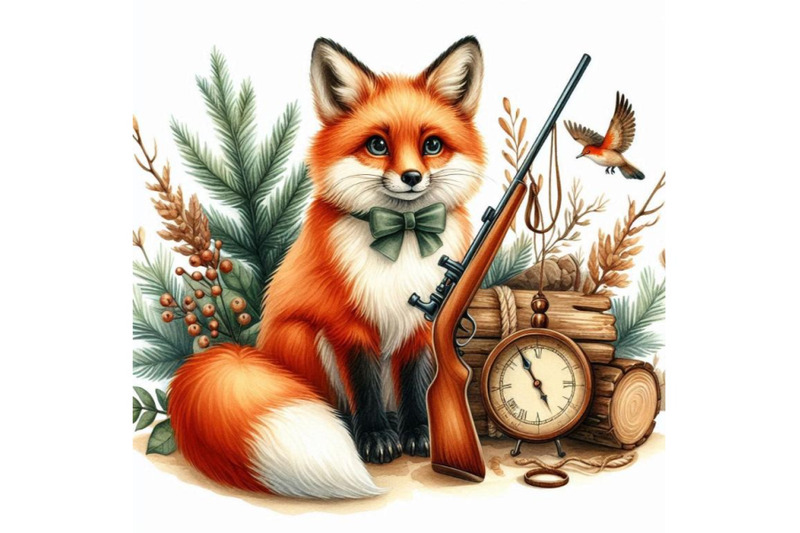 fox-fox-hunting-cute-fox-watercolor-fox-illustration