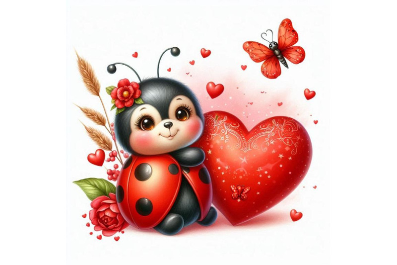 valentine-day-and-cute-ladybug-red-heart