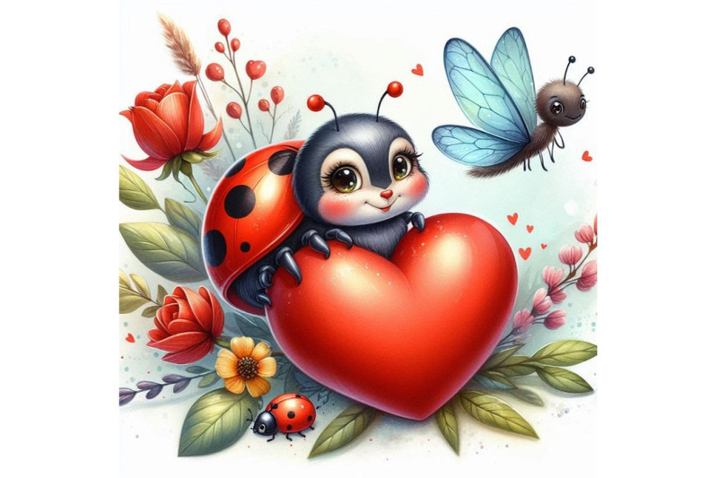 valentine-day-and-cute-ladybug-red-heart