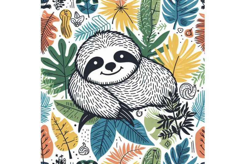 cute-sloth-and-tropical-plant-seamless-pattern-trop