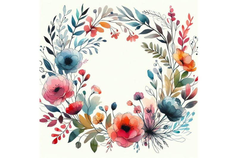 wreath-and-garden-flower-background-watercolor