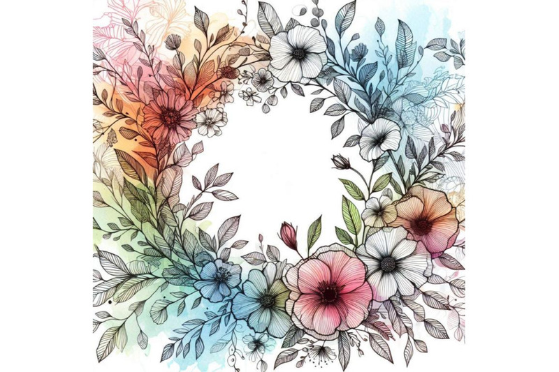 wreath-and-garden-flower-background-watercolor