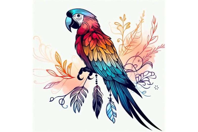 parrot-bird-hand-drawn-watercolor-illustration