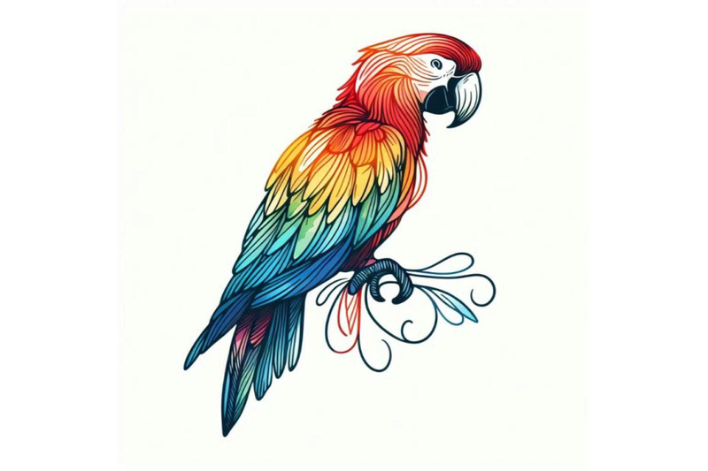 parrot-bird-hand-drawn-watercolor-illustration